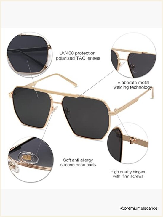 Retro Oversized Square Polarized Sunglasses for Women Men Classic Shades main image 6